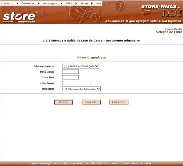 1.3.3 ENTRADA E SAÍDA DE LOTE DE CARGA - DOCUMENTO ADUANEIRO